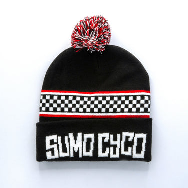 Check Pom-Pom Beanie