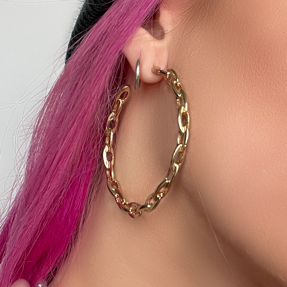 Gold Chain Hoop Earrings