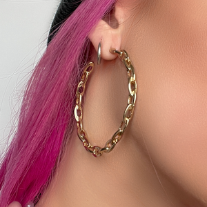 
                  
                    Gold Chain Hoop Earrings
                  
                